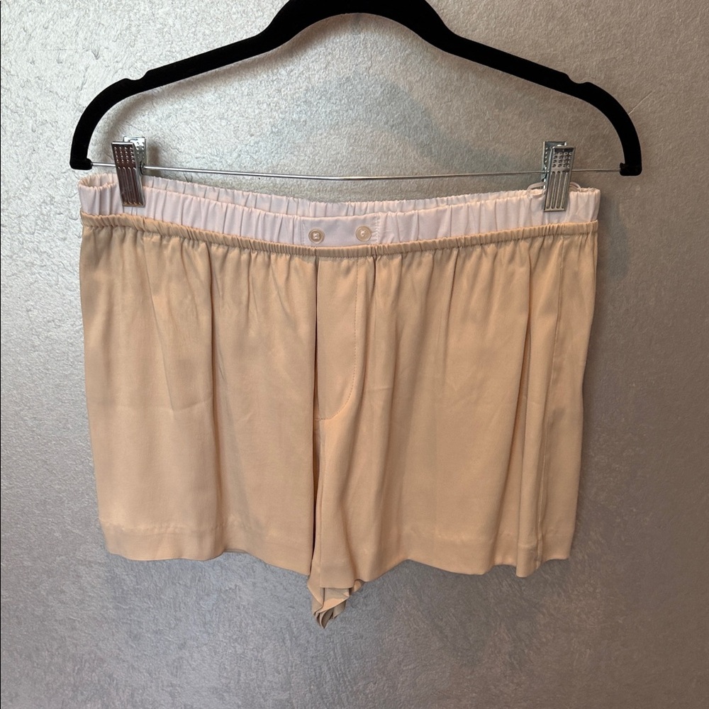 Zara Beige Satin Shorts with Elastic Waistband